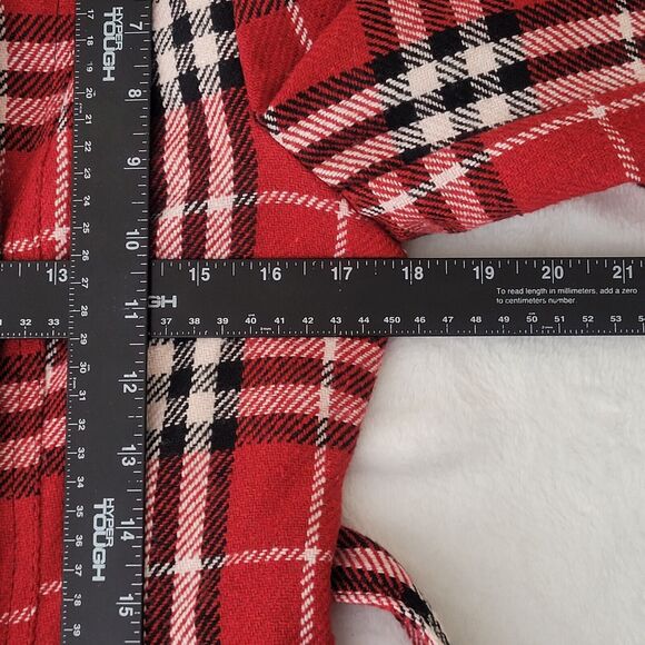 Last‎ Kiss Red Tartan Fall Winter Christmas Woven Plaid Belted Peacoat Medium - Picture 6 of 7